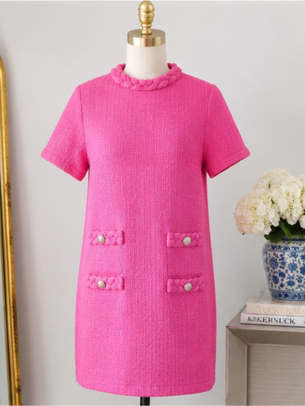 Tuckernuck Braided-Trim Bubblegum Pink Dress